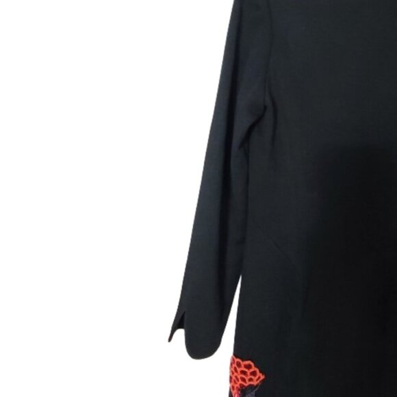 TORY BURCH Etta Black Virgin Wool Blend Embellished Mini Dress Women's Size 6 - Picture 12 of 15